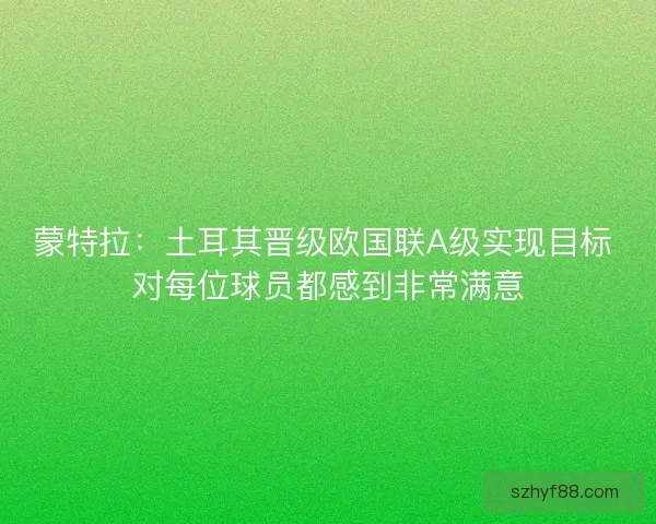 蒙特拉：土耳其晋级欧国联A级实现目标 对每位球员都感到非常满意