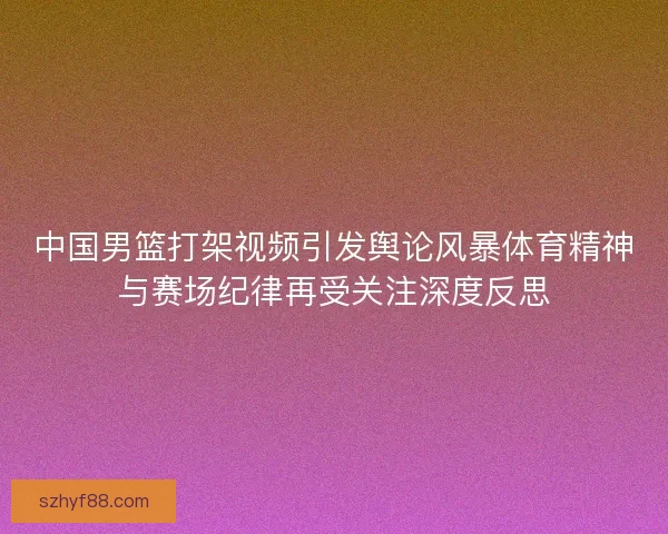 中国男篮打架视频引发舆论风暴体育精神与赛场纪律再受关注深度反思