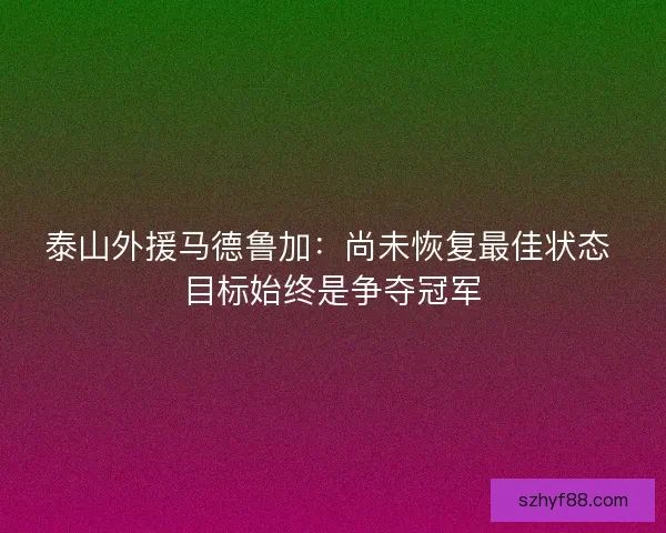泰山外援马德鲁加：尚未恢复最佳状态 目标始终是争夺冠军