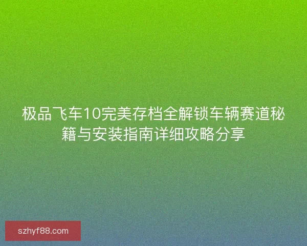 极品飞车10完美存档全解锁车辆赛道秘籍与安装指南详细攻略分享
