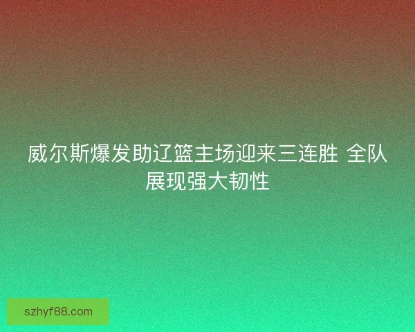 威尔斯爆发助辽篮主场迎来三连胜 全队展现强大韧性
