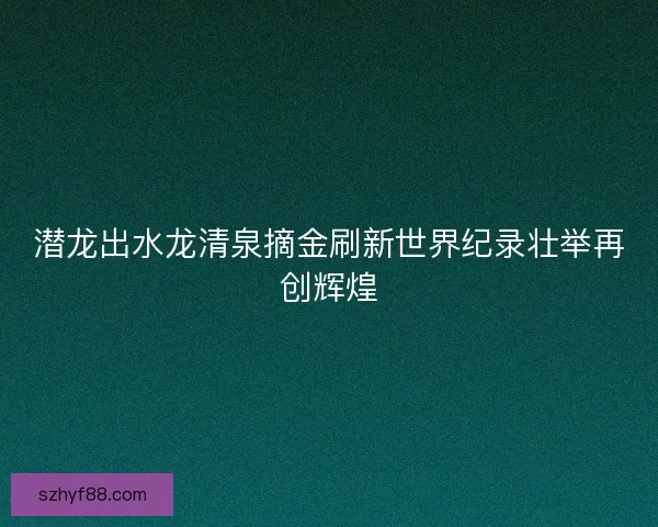 潜龙出水龙清泉摘金刷新世界纪录壮举再创辉煌