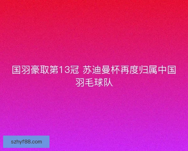 国羽豪取第13冠 苏迪曼杯再度归属中国羽毛球队